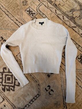 Dynamite Ivory Textured Ribbed Cropped Sweater